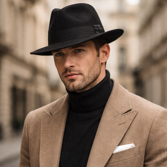 Premium wool felt fedora hat by Ashford — classic unisex accessory with an old money aesthetic. Refined design, breathable comfort, and timeless style for elevated men’s fashion.