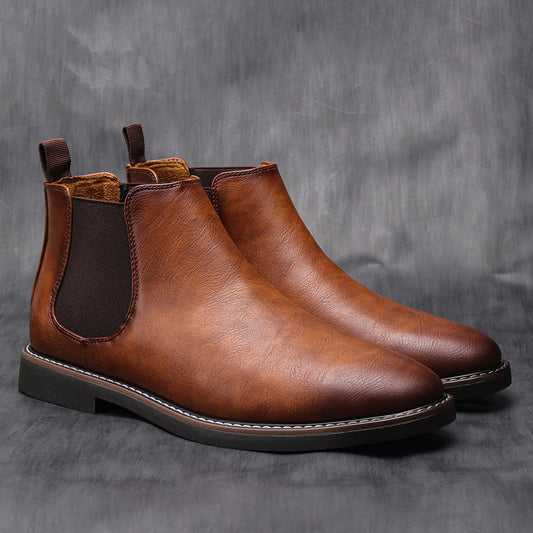 Men’s premium leather Chelsea boots with classic European design. Old money style, refined comfort, and timeless elegance.