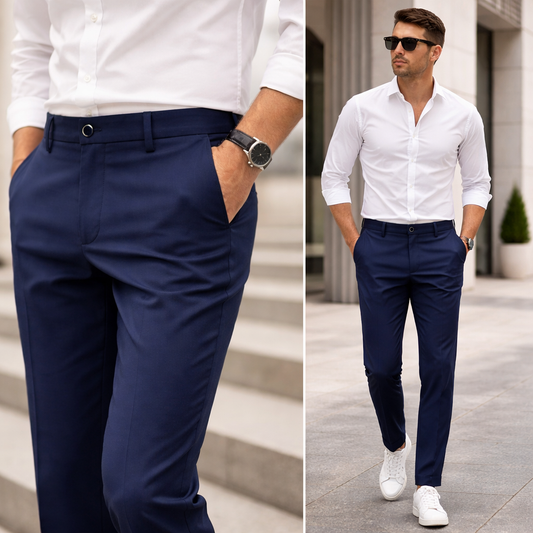 Heritage Stretch Black Smart Casual Trousers – premium men’s office pants with stretch and quick-dry fabric. Tailored, versatile and minimalist for everyday style.