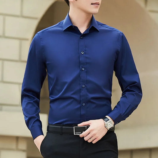 Men’s premium slim button-down shirt with tailored fit. Versatile design for refined business and elevated casual wear with timeless sophistication.