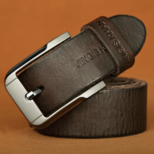 Premium men’s genuine leather belt made from top-grain cowhide. Handmade, classic vintage design for elegant and timeless old money style.