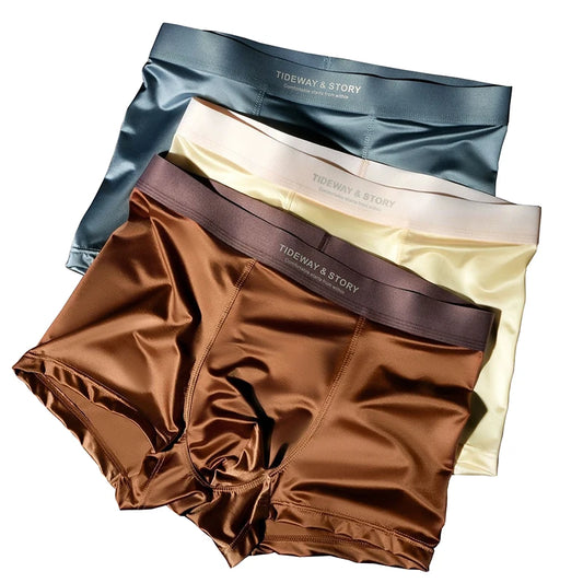 Premium Ice Silk Men’s Boxer Shorts – 4-Pack Luxury Breathable Underwear